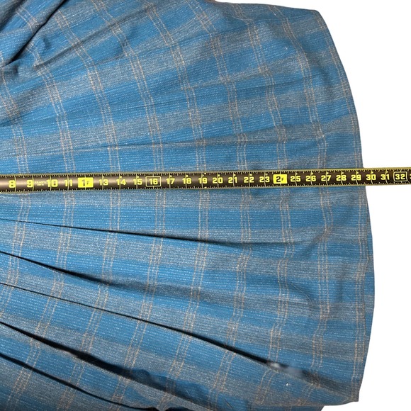 Vintage 70s Pendleton Virgin Wool Pleated Skirt Blue Plaid Made USA Woolen Mills - Picture 4 of 7